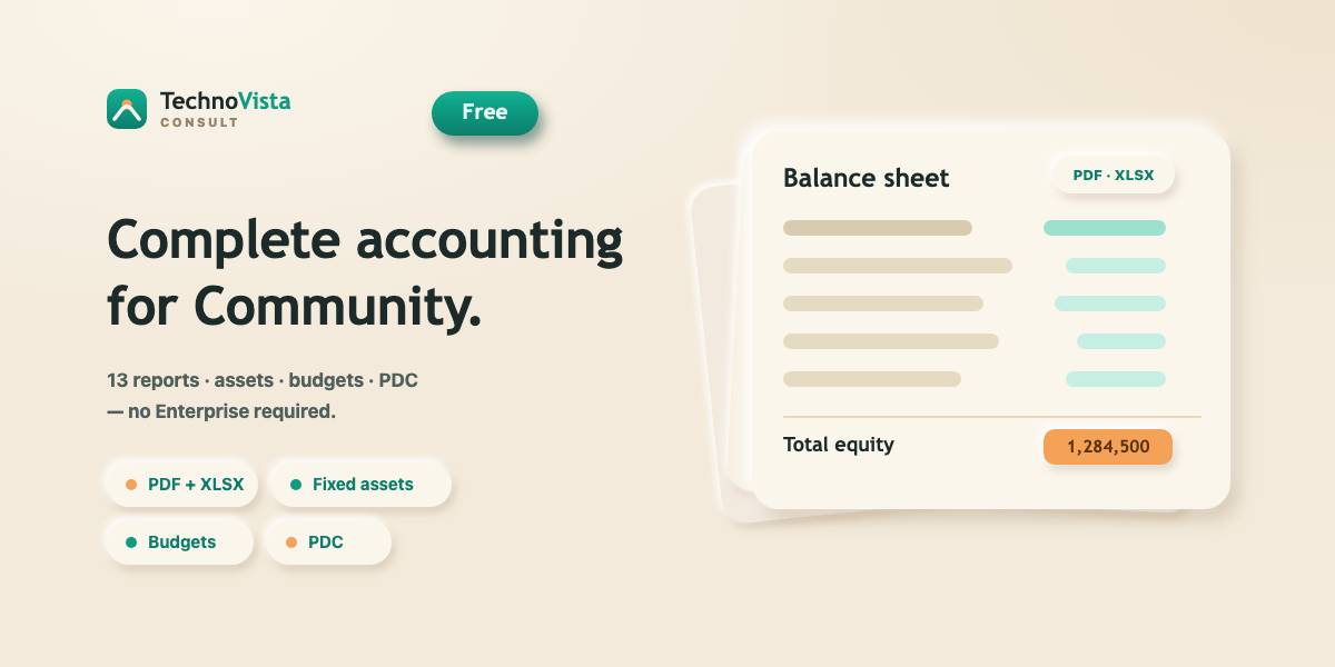 TV Full Accounting CE — Complete accounting for Odoo Community.