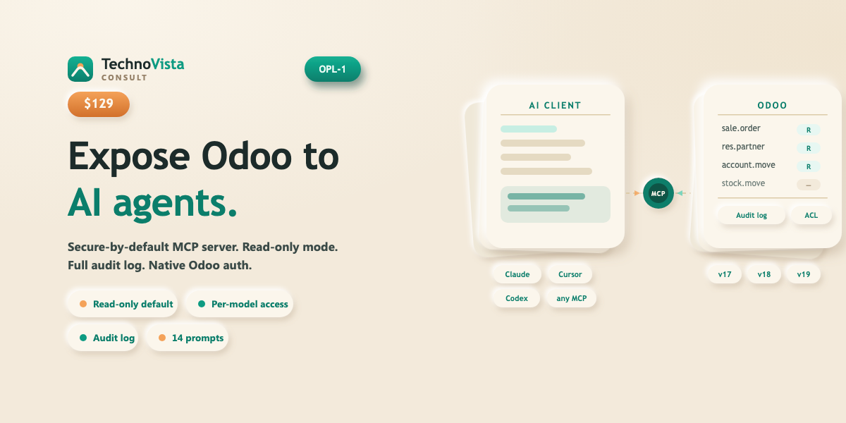 TV MCP Server — Expose Odoo to AI agents, securely.